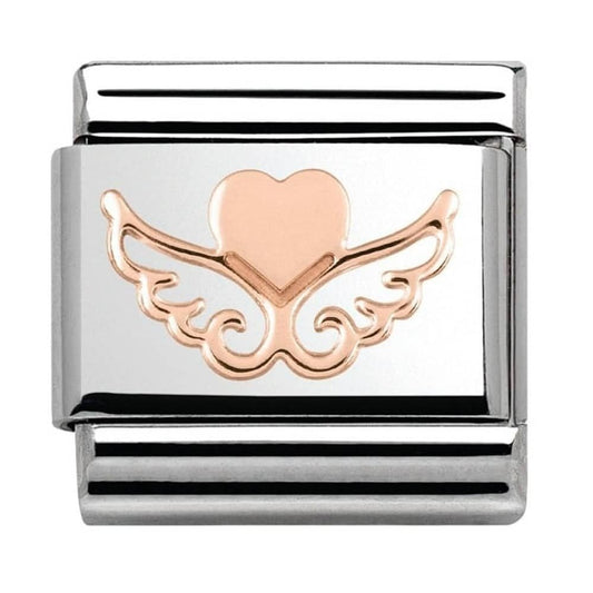 Classic Composable Rose Gold Heart with Wings Charm