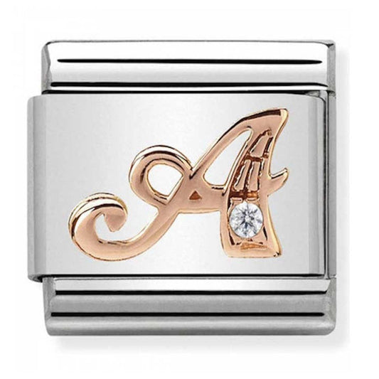 Classic Composable Rose Gold Letter A with CZ Charm