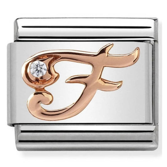 Classic Composable Rose Gold Letter F with CZ Charm