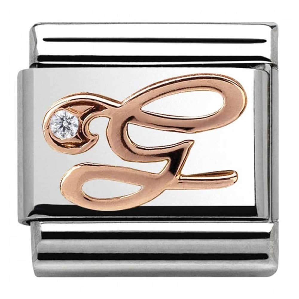 Classic composable Rose Gold Letter G with CZ Charm