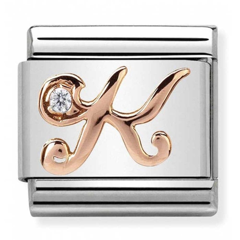 Classic Composable Rose Gold Letter K with CZ Charm