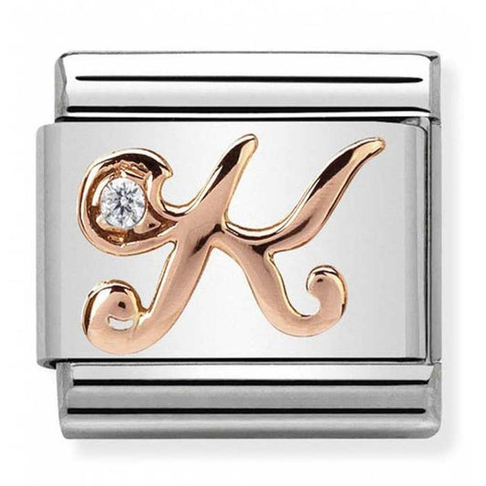 Classic Composable Rose Gold Letter K with CZ Charm