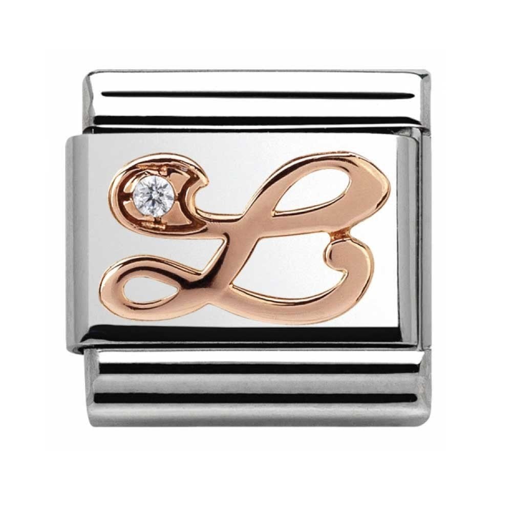 Classic Composable Rose Gold Letter L with CZ Charm