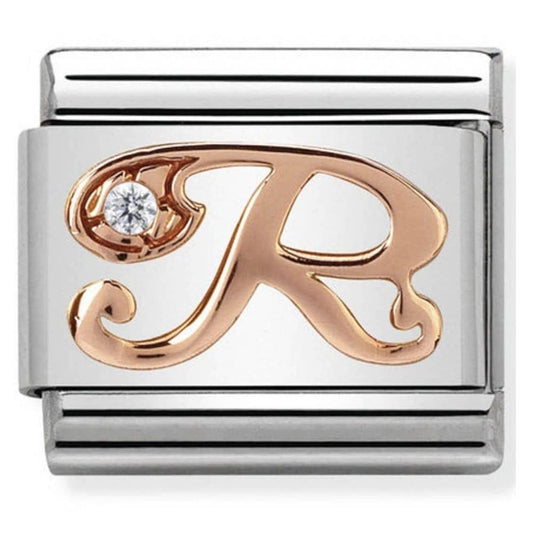 Classic Composable Rose Gold Letter R with CZ Charm