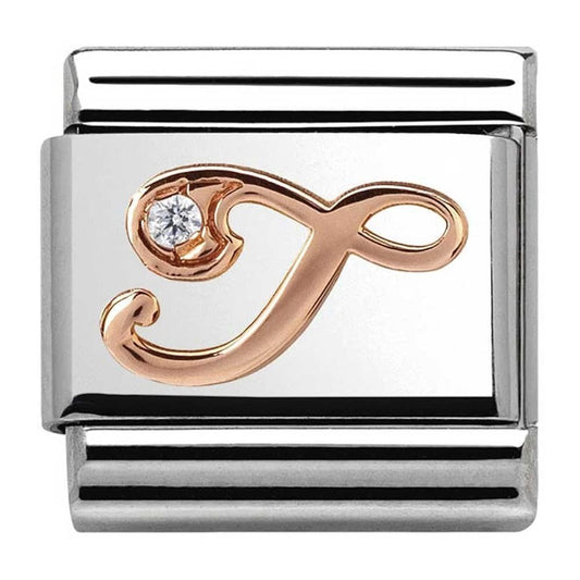 Classic Composable Rose Gold Letter T with CZ Charm