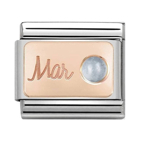 Classic Composable Rose Gold March Aquamarine Charm