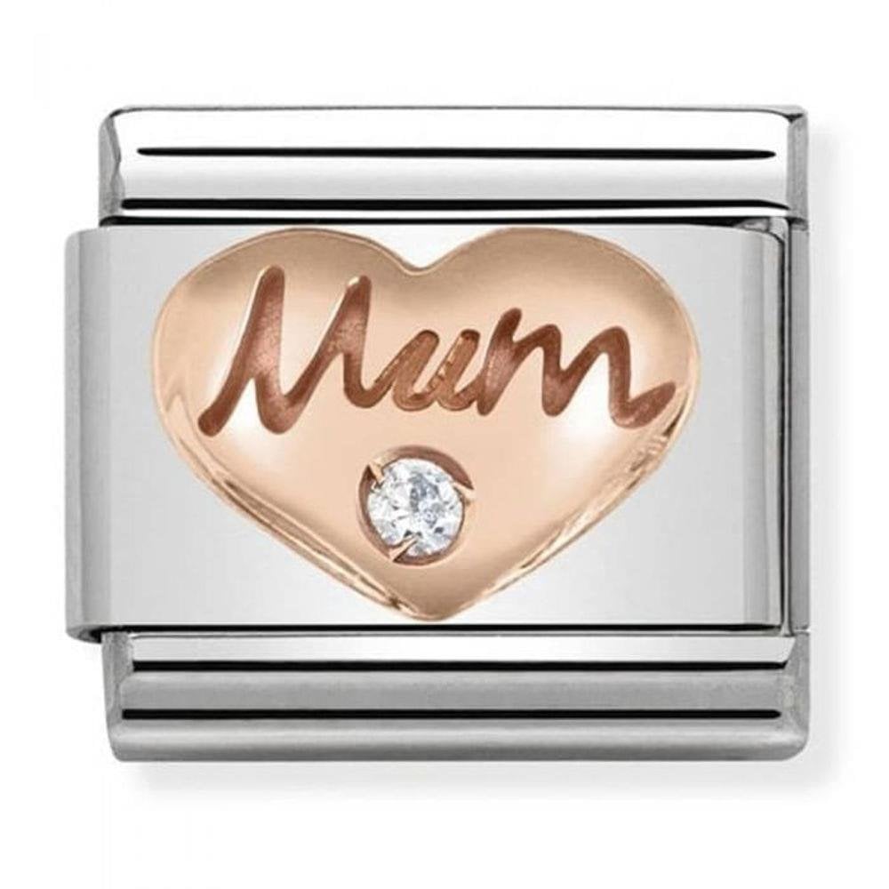 Classic Composable Rose Gold Mum Heart with CZ Charm