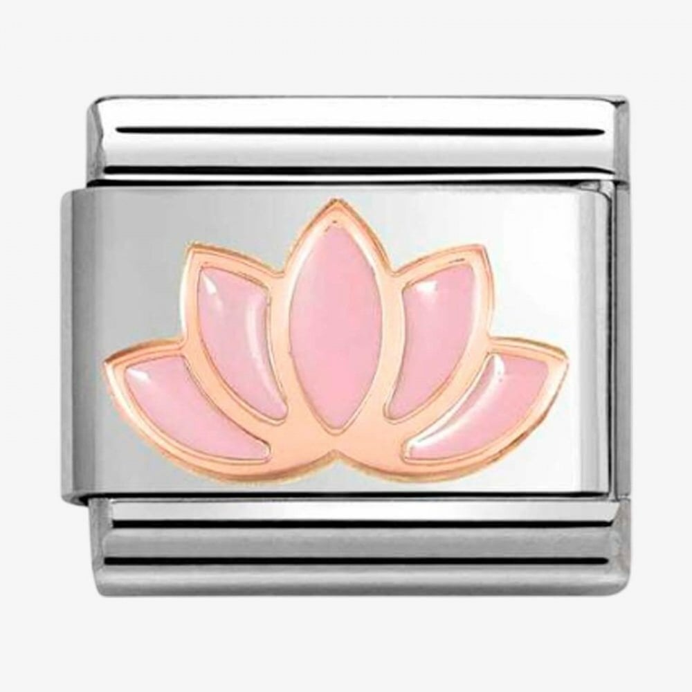 Classic Composable Rose Gold Pink Lotus Flower Charm