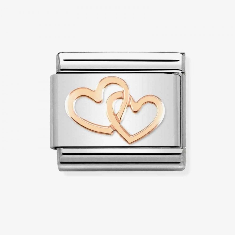 Classic Composable Rose Gold Romance Linked Hearts Charm