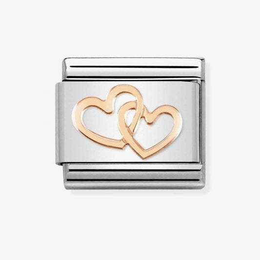 Classic Composable Rose Gold Romance Linked Hearts Charm