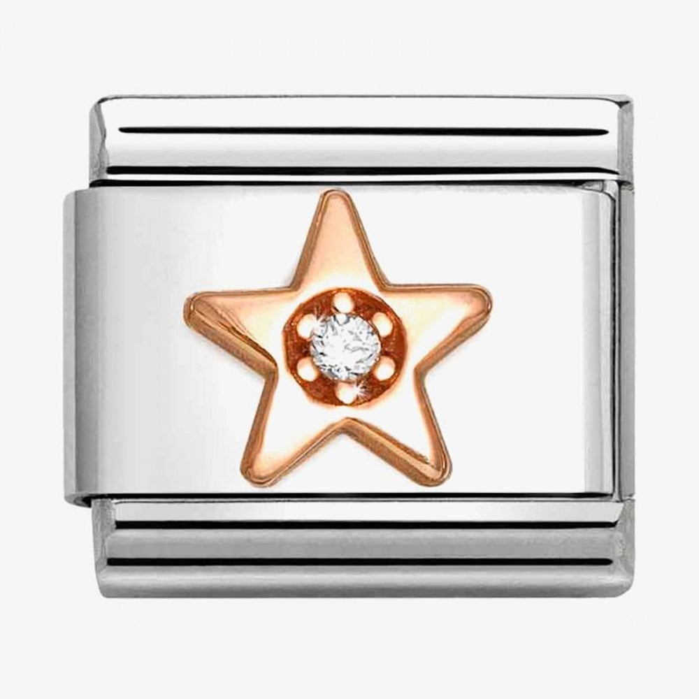 Classic Composable Rose Gold Star with White CZ Charm