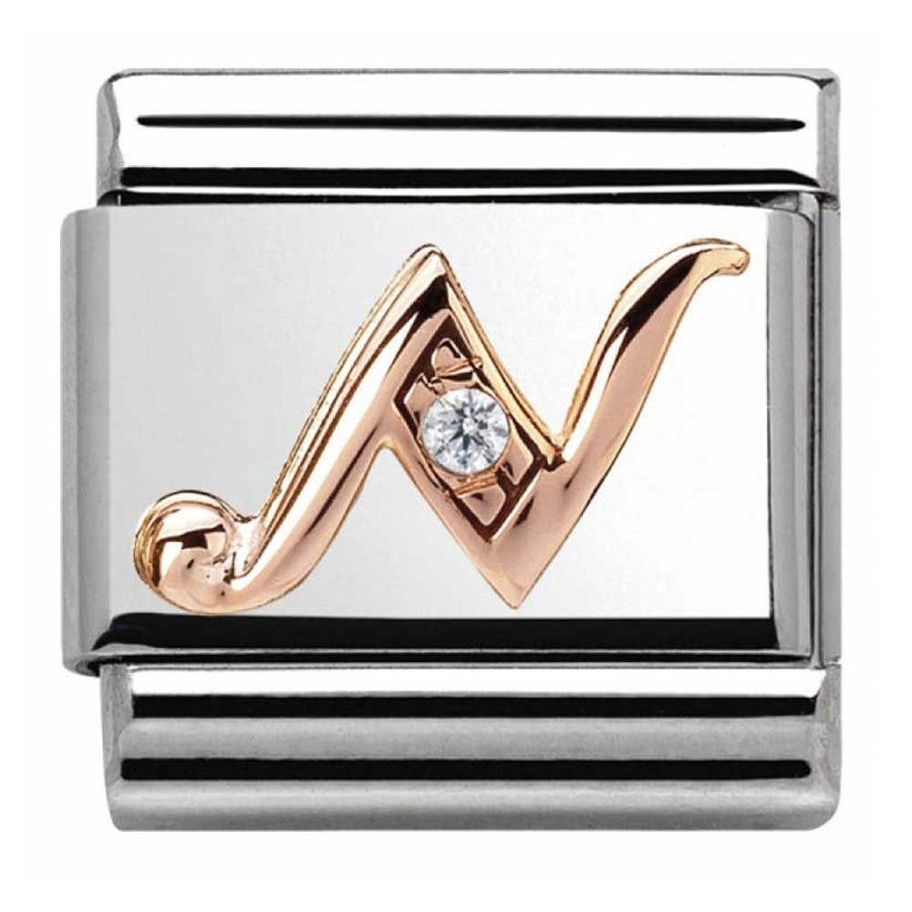Classic Composable Rose Letter N with CZ Link