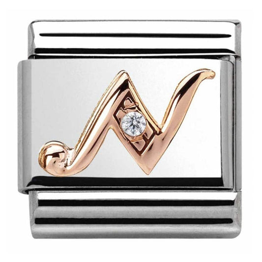 Classic Composable Rose Letter N with CZ Link