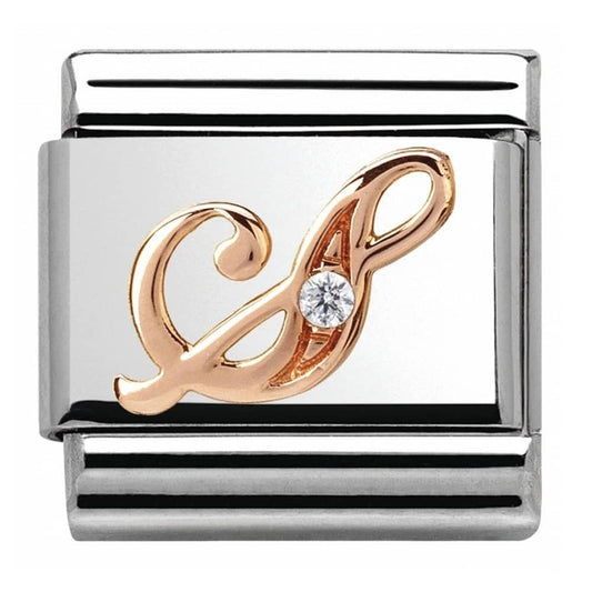 Classic Composable Rose Letter S with CZ Charm