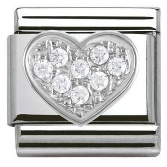 Classic Composable Silver CZ Heart Charm