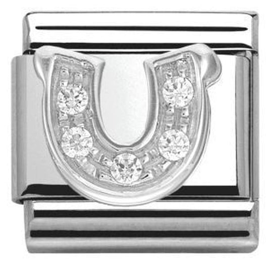 Classic Composable Silver CZ Horseshoe Charm