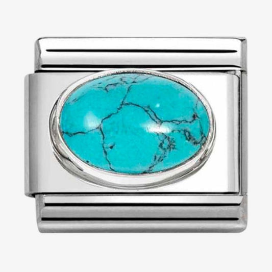 Classic Composable Stainless Steel & Silver Turquoise Vein Charm