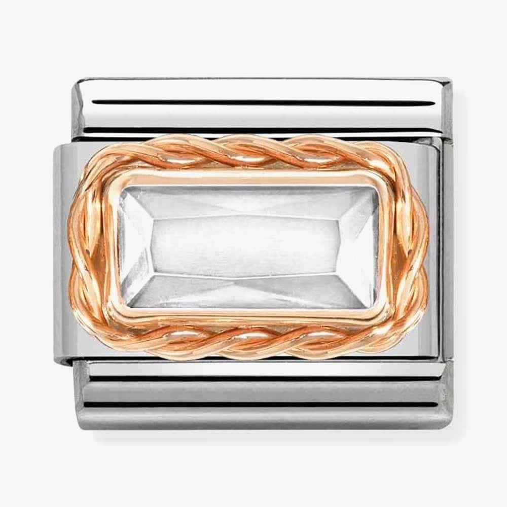 CLASSIC Composable White Cubic Zirconia Rose Gold Rope Charm