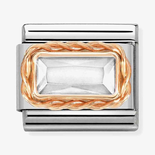 CLASSIC Composable White Cubic Zirconia Rose Gold Rope Charm