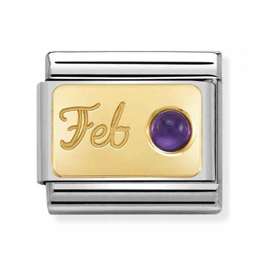 Classic Composible February Amethyst Gold Charm