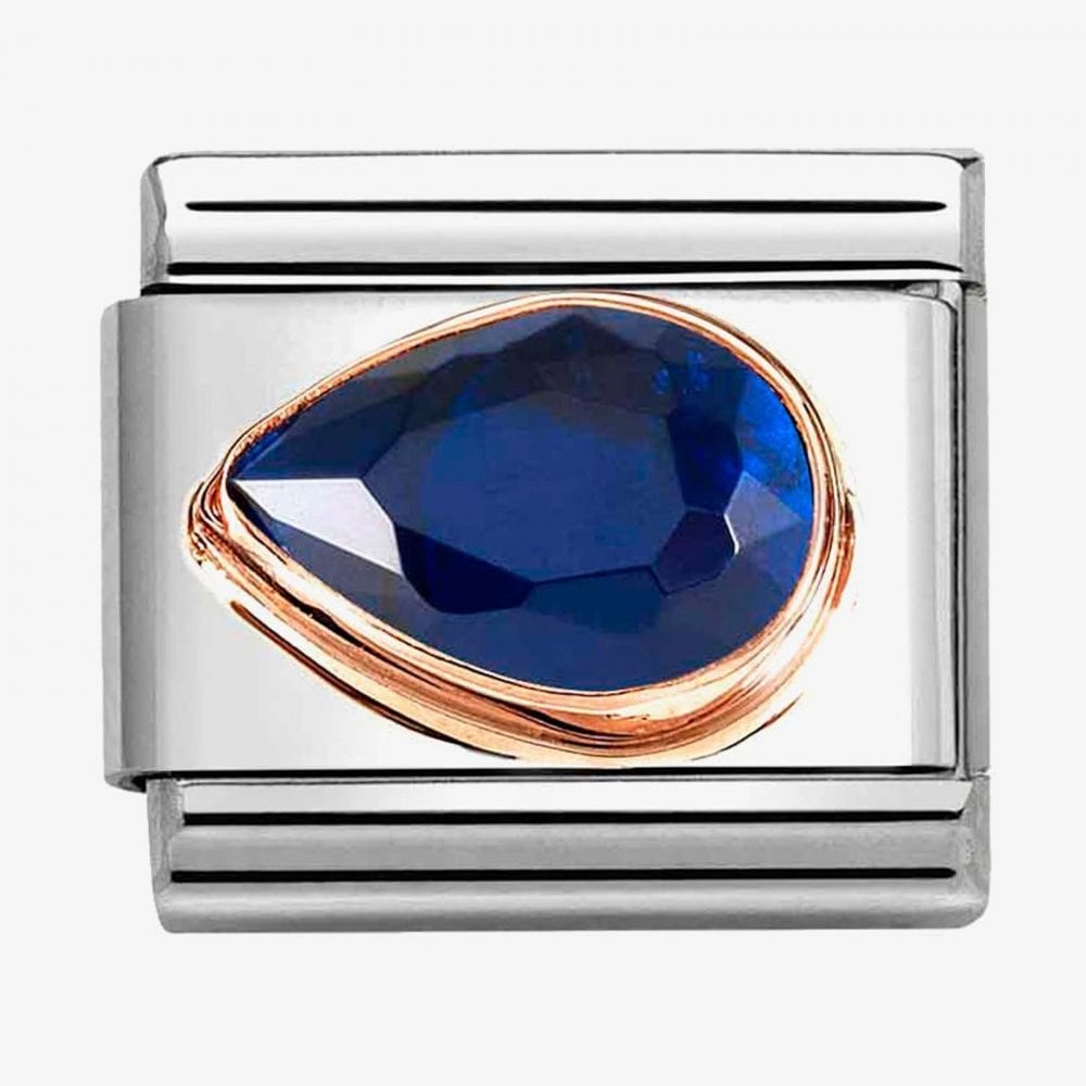 CLASSIC Dark Blue Cubic Zirconia Drop Left Charm