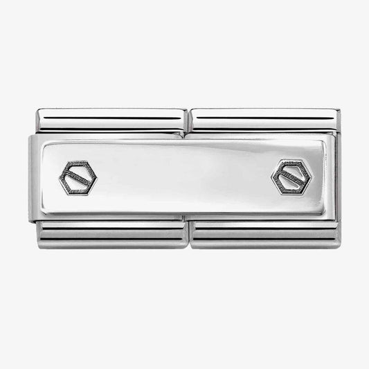 CLASSIC Double Engraved Double Hexagonal Screws Charm