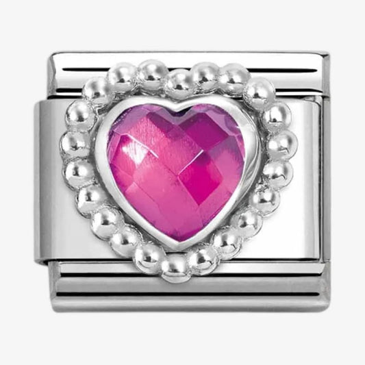 CLASSIC Fuschia Faceted Heart Charm
