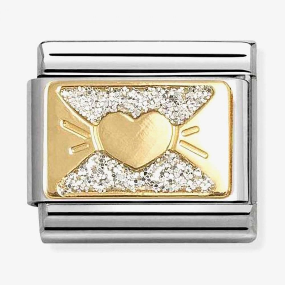 Classic Glitter Plates Heart Bow Charm