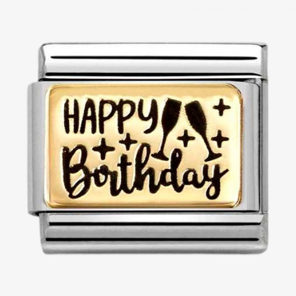 CLASSIC Gold & Black Happy Birthday Charm