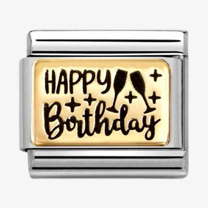 CLASSIC Gold & Black Happy Birthday Charm