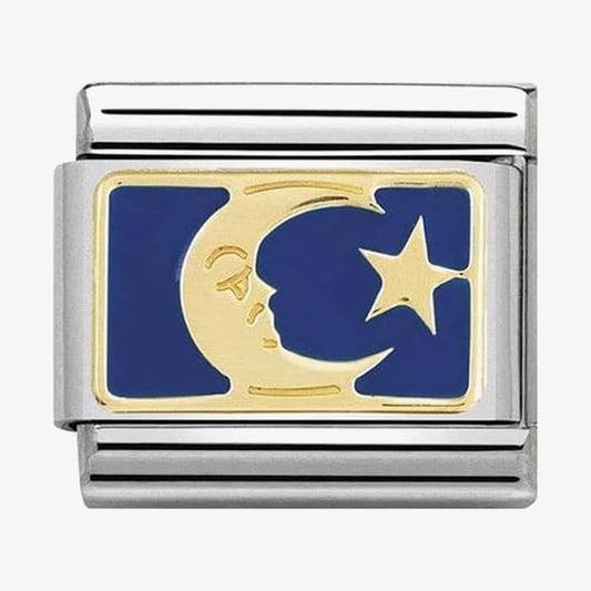 CLASSIC Gold Cosmo Blue Enamel Moon & Star Charm