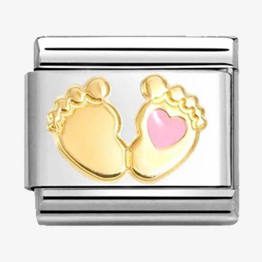 CLASSIC Gold Pink Baby Feet Charm