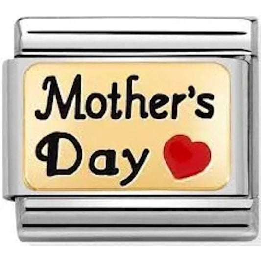 Classic Gold Red Heart Mother's Day Charm