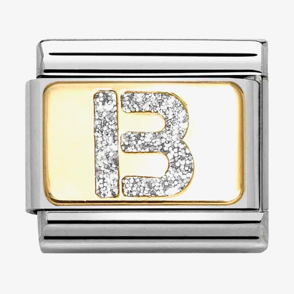 CLASSIC Gold Silver Glitter Letter B Charm