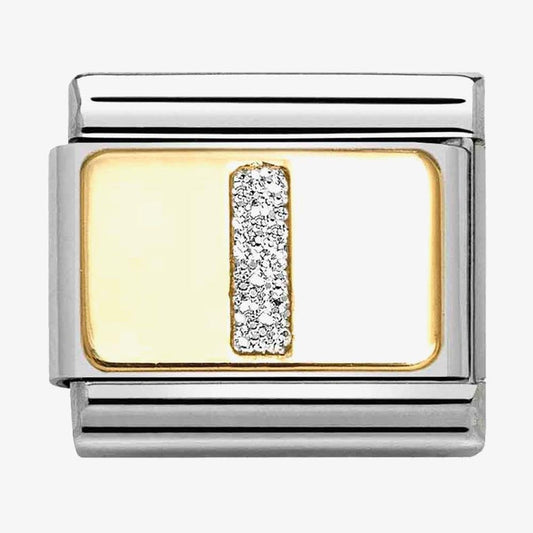CLASSIC Gold Silver Glitter Letter I Charm