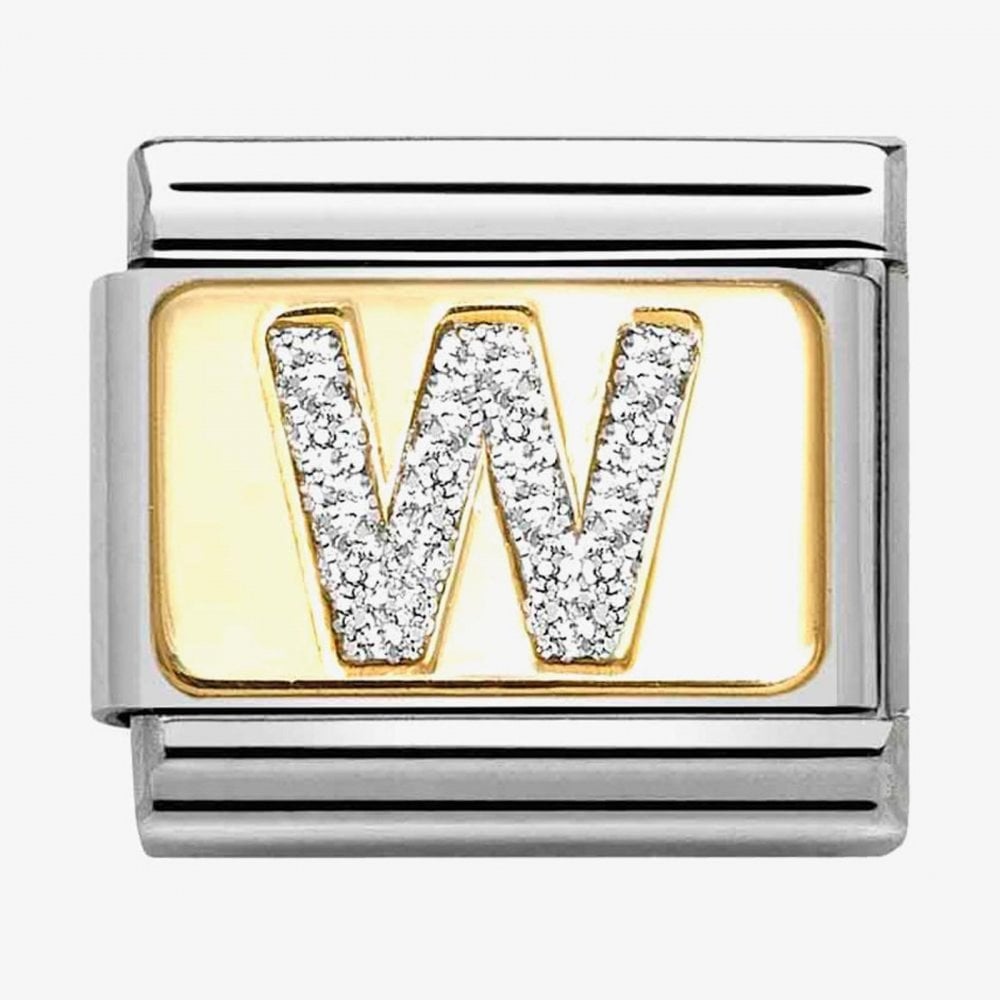 CLASSIC Gold Silver Glitter Letter W Charm