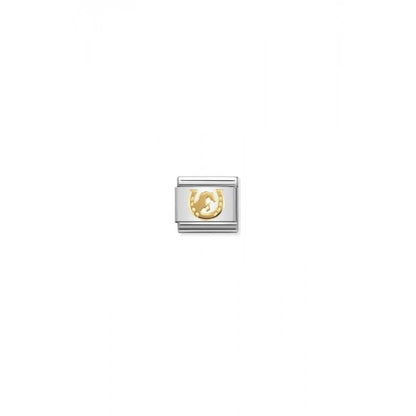 CLASSIC Gold Symbols Horse Jumping Horseshoe Charm
