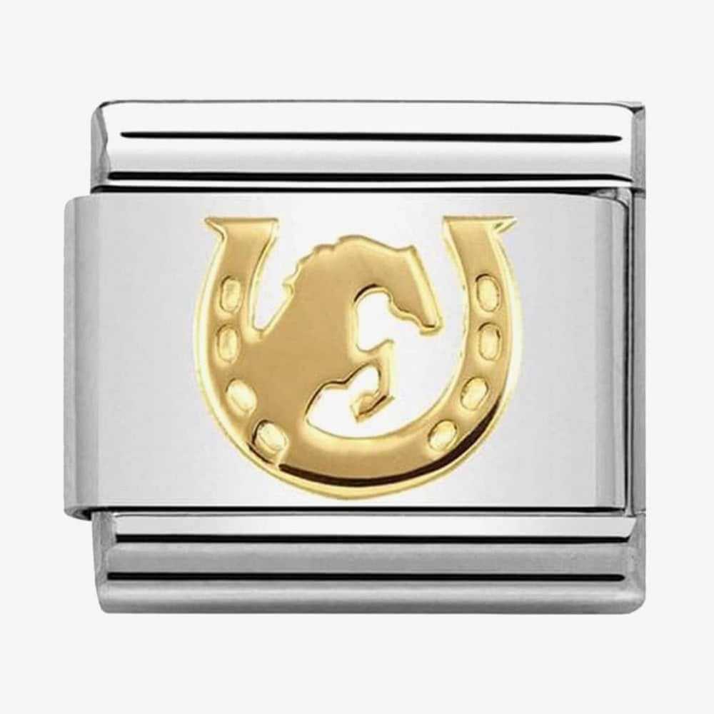CLASSIC Gold Symbols Horse Jumping Horseshoe Charm