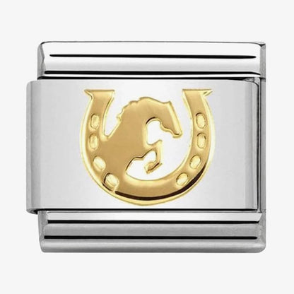 CLASSIC Gold Symbols Horse Jumping Horseshoe Charm