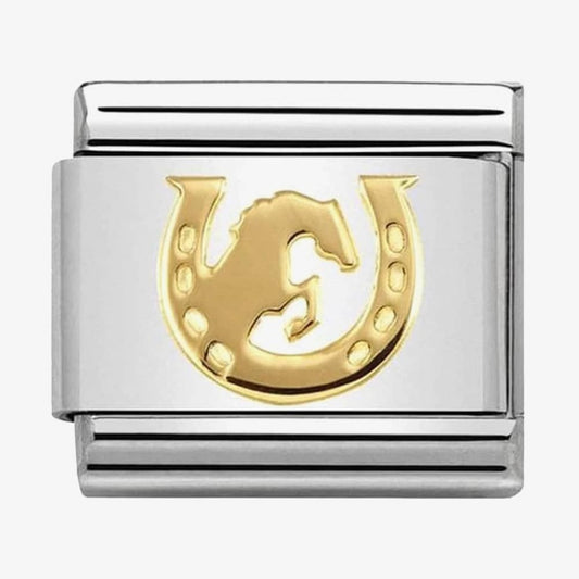 CLASSIC Gold Symbols Horse Jumping Horseshoe Charm