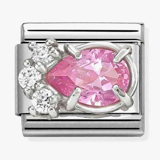 Classic Pink Cubic Zirconia Teardrop Charm
