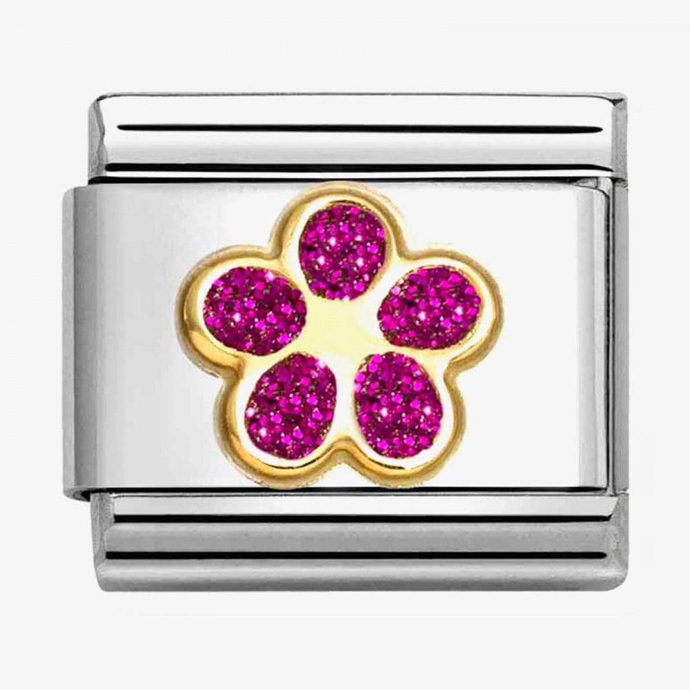 CLASSIC Pink Glitter Flower Charm