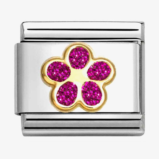 CLASSIC Pink Glitter Flower Charm