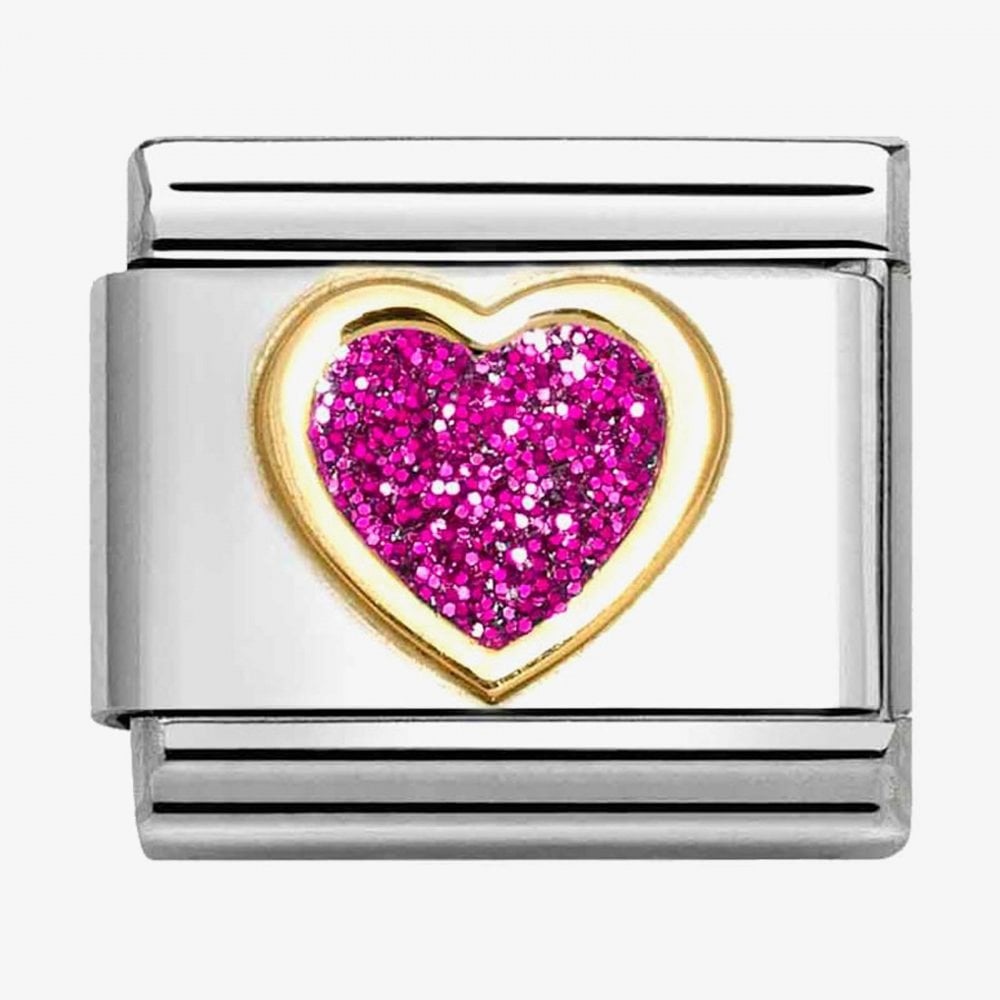 CLASSIC Pink Glitter Heart Charm