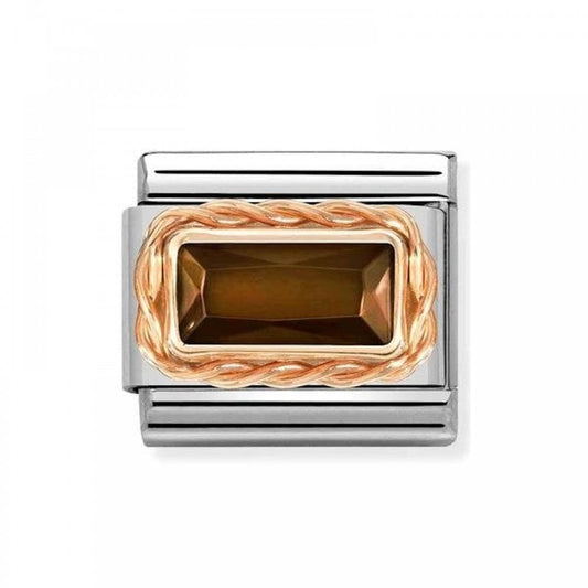 Classic Rose Gold Faceted Baguette Smokey Charm