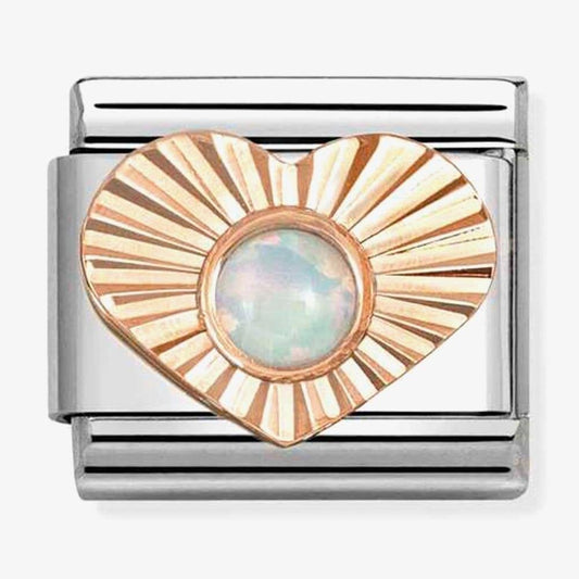 Classic Rose Gold Heart White Opal Charm
