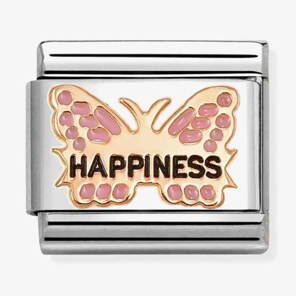 Classic Rose Gold Pink Happiness Butterfly Charm