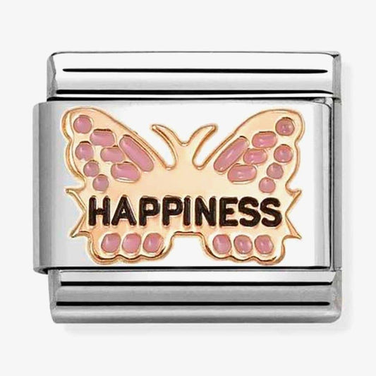 Classic Rose Gold Pink Happiness Butterfly Charm