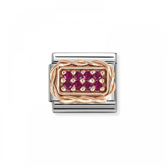Classic Rose Gold & Red CZ Pave Twist Charm