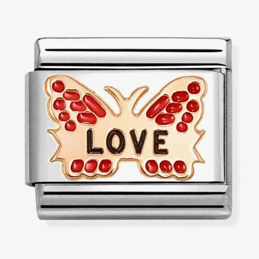 Classic Rose Gold Red Love Butterfly Charm